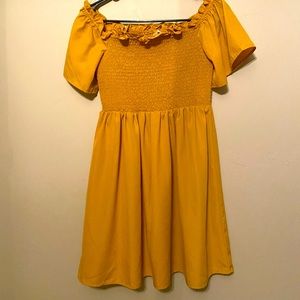 Mustard dress off the shoulder